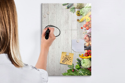 Tableau magnétique effaçable Légumes sur bois