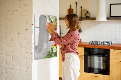 Tableau magnétique effaçable Légumes sur bois
