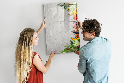 Tableau magnétique effaçable Légumes sur bois