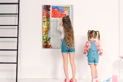 Tableau magnétique décoratif Légumes sur bois