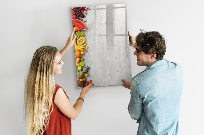 Tableau magnétique décoratif Légumes sur bois