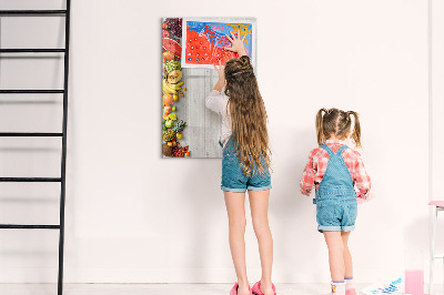 Tableau magnétique décoratif Légumes sur bois