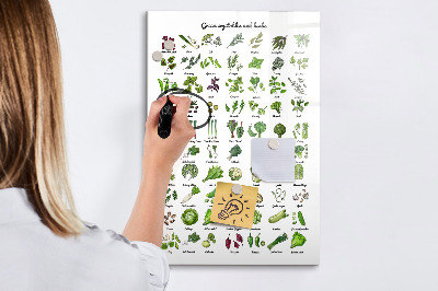 Tableau aimanté mural Légumes verts
