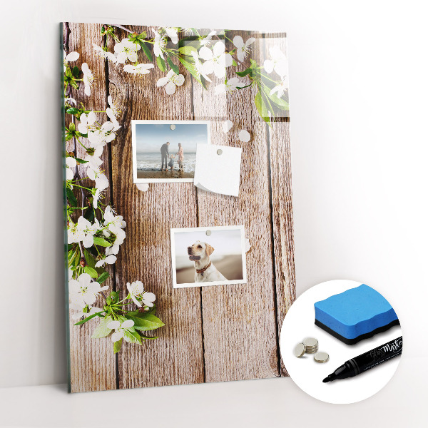Tableau magnétique effaçable Des fleurs sur les planches