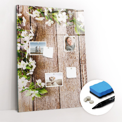 Tableau magnétique effaçable Des fleurs sur les planches
