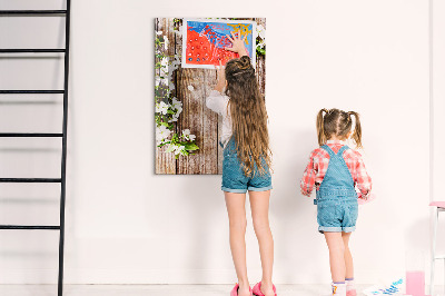 Tableau magnétique effaçable Des fleurs sur les planches