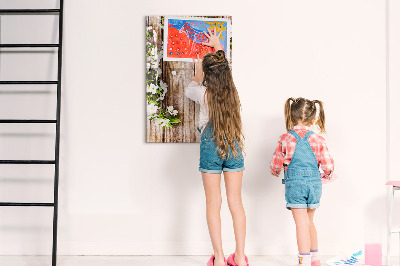 Tableau magnétique effaçable Des fleurs sur les planches