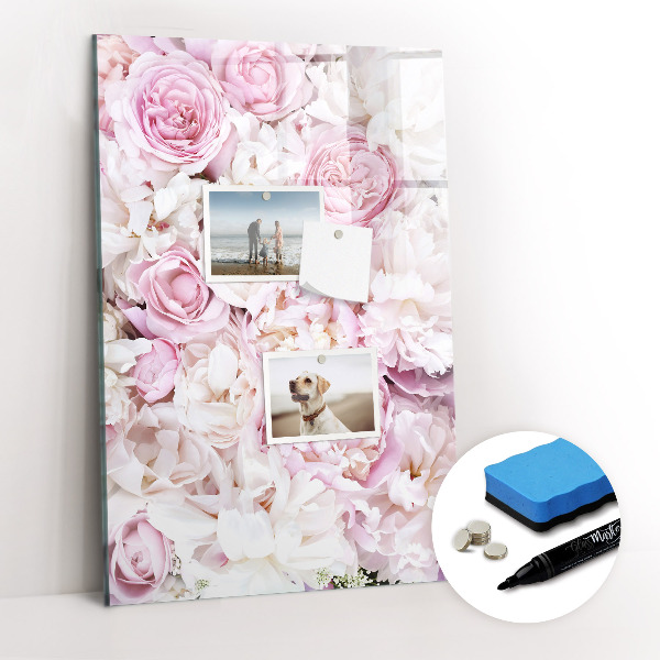 Tableau aimanté mural Fleurs roses