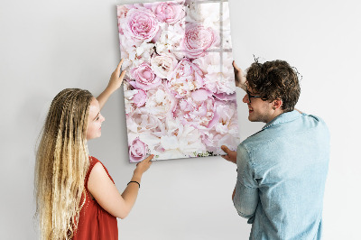 Tableau aimanté mural Fleurs roses