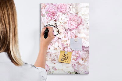 Tableau aimanté mural Fleurs roses