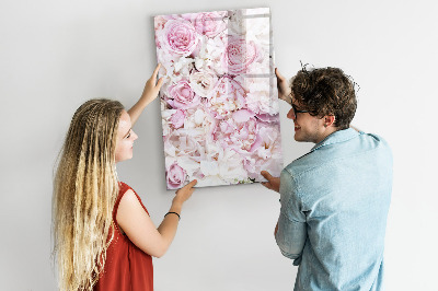 Tableau aimanté mural Fleurs roses