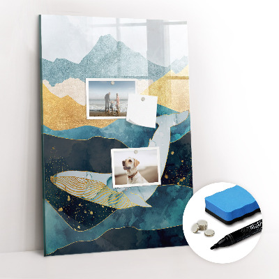 Tableau magnétique décoratif Baleine en marbre