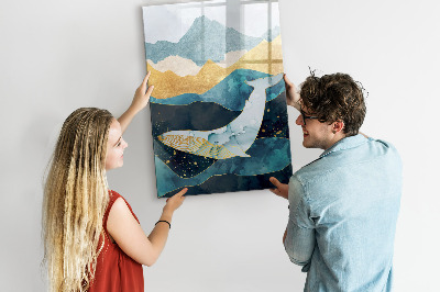 Tableau magnétique décoratif Baleine en marbre