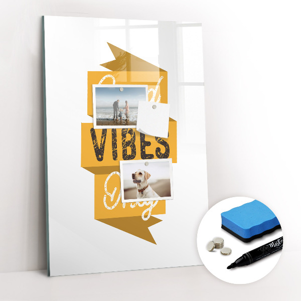 Tableau aimanté mural Que de bonnes vibrations