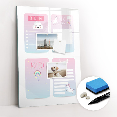 Tableau magnétique décoratif Agenda licorne