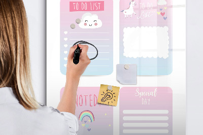 Tableau magnétique décoratif Agenda licorne