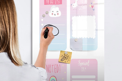 Tableau magnétique décoratif Agenda licorne