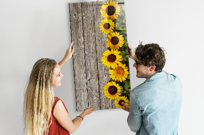Tableau magnétique effaçable Tournesols en bois