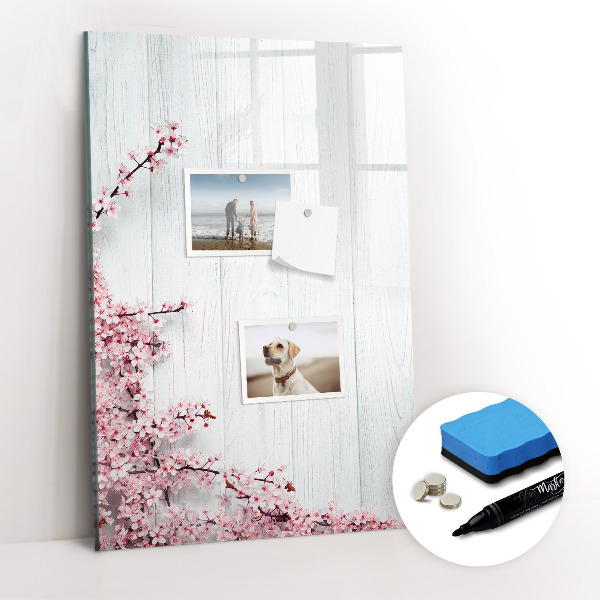 Tableau magnétique décoratif Fleurs sur bois