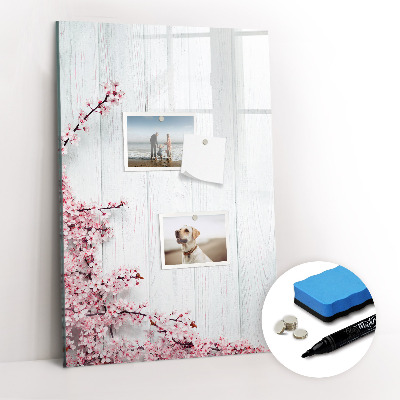Tableau magnétique décoratif Fleurs sur bois