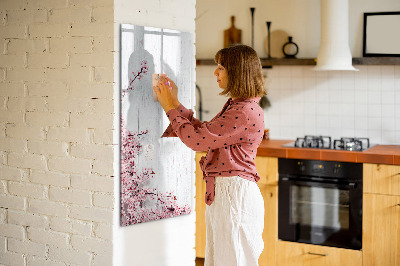 Tableau magnétique décoratif Fleurs sur bois