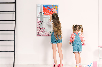 Tableau magnétique décoratif Fleurs sur bois