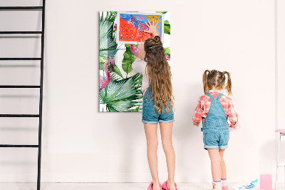 Tableau magnétique enfant Flamant rose oiseau nature