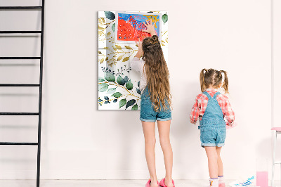 Tableau magnétique pour magnets Motif de fleurs