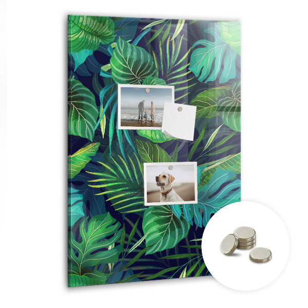 Tableau magnétique vertical Grandes feuilles exotiques
