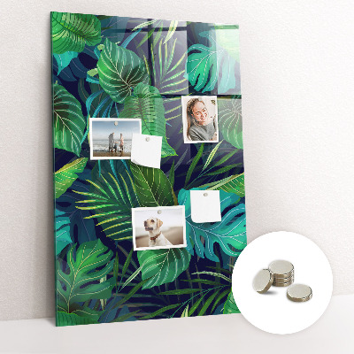 Tableau magnétique vertical Grandes feuilles exotiques