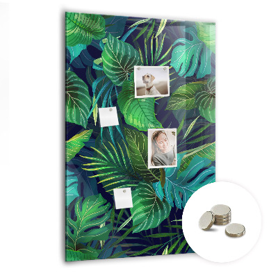 Tableau magnétique vertical Grandes feuilles exotiques