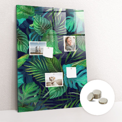 Tableau magnétique vertical Grandes feuilles exotiques