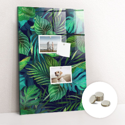 Tableau magnétique vertical Grandes feuilles exotiques