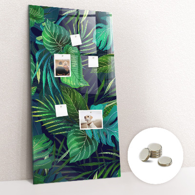 Tableau magnétique vertical Grandes feuilles exotiques