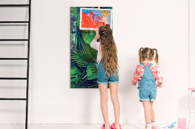 Tableau magnétique vertical Grandes feuilles exotiques