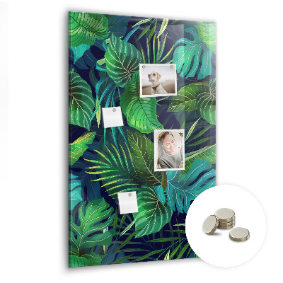 Tableau magnétique vertical Grandes feuilles exotiques
