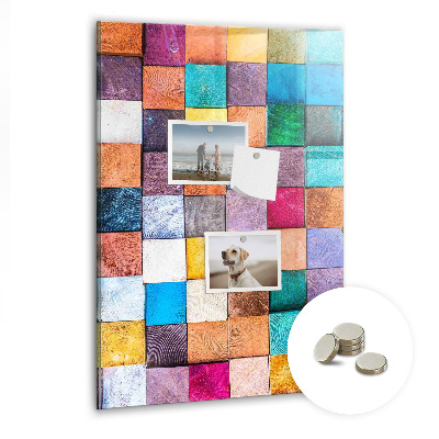 Tableau magnétique pour magnets Cubes en bois colorés
