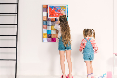 Tableau magnétique pour magnets Cubes en bois colorés