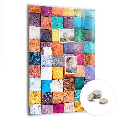 Tableau magnétique pour magnets Cubes en bois colorés