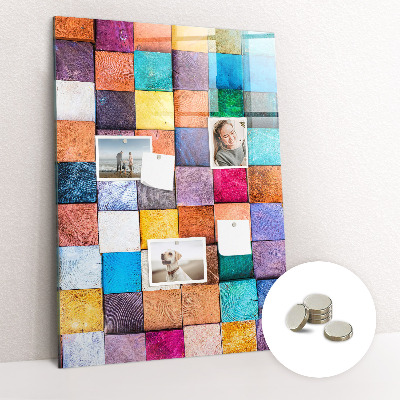 Tableau magnétique pour magnets Cubes en bois colorés