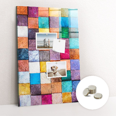 Tableau magnétique pour magnets Cubes en bois colorés