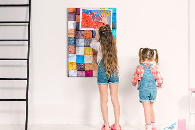 Tableau magnétique pour magnets Cubes en bois colorés