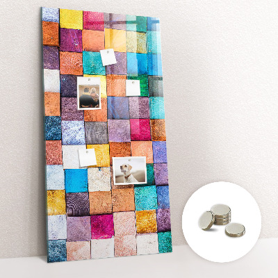 Tableau magnétique pour magnets Cubes en bois colorés