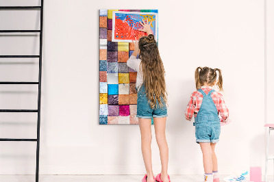 Tableau magnétique pour magnets Cubes en bois colorés
