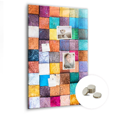 Tableau magnétique pour magnets Cubes en bois colorés