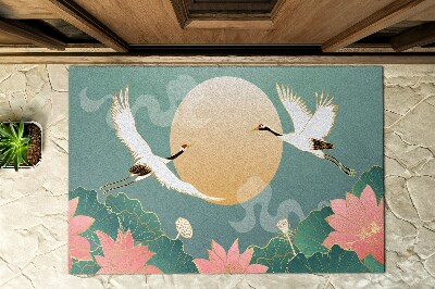 Paillasson extérieur Fleurs et oiseaux