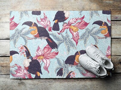 Paillasson extérieur Toucans parmi les fleurs