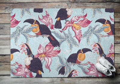 Paillasson extérieur Toucans parmi les fleurs