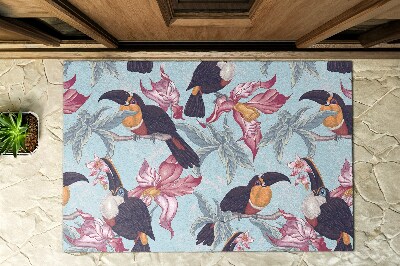 Paillasson extérieur Toucans parmi les fleurs