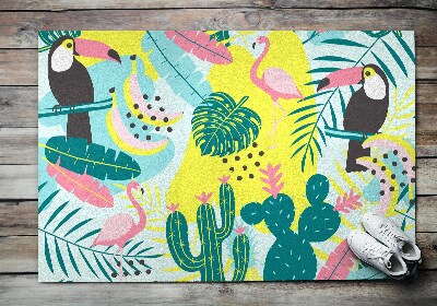 Paillasson extérieur Oiseaux et plantes abstraits